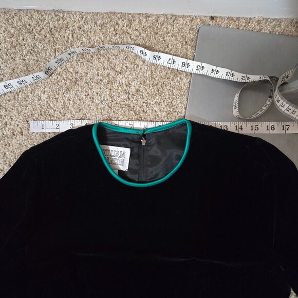 10 (fits 6-8) Early 90s(?) Vintage William Pearson Black Green Modest Gown Dress - Picture 8 of 14